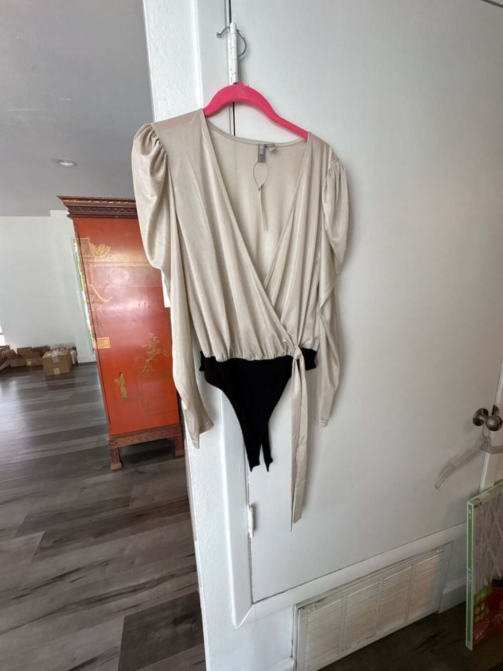 ASOS Wrap Bodysuit with Puff Sleeves